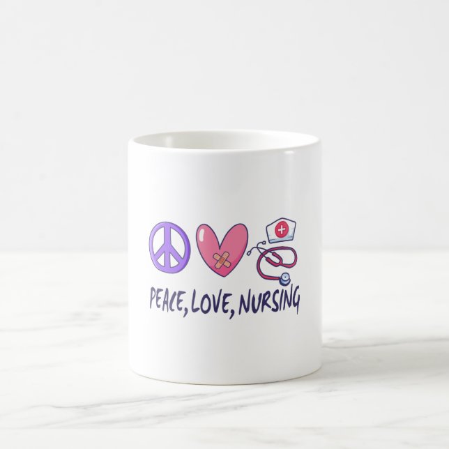 Caneca De Café Paz Amor Enfermagem (Centro)