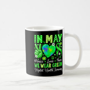 Caneca De Café Paz amor esperança em maio usa verde saúde mentalE