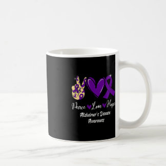 Caneca De Café Paz Amor Esperança Fita Roxo Doença de Alzheimer