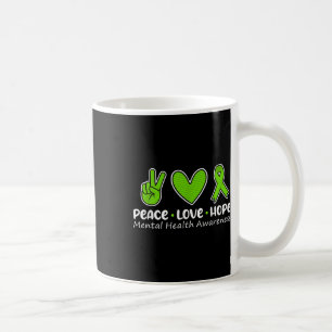 Caneca De Café Paz Amor Esperança Saúde Mental Consciência Verde