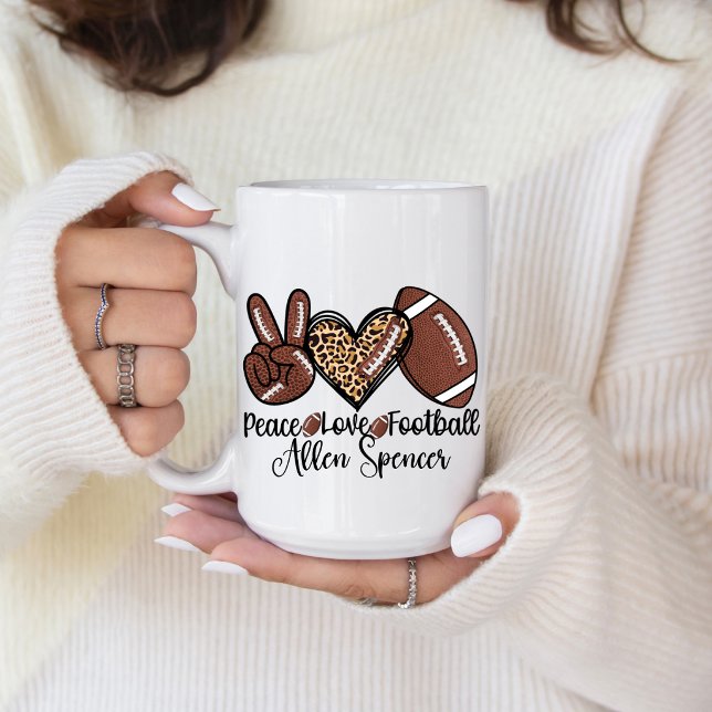 Caneca de Café Paz, Amor, Futebol (Peace, Love, Football Coffee Mug. )