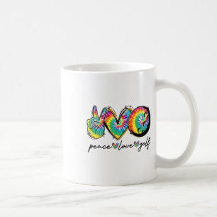 Caneca De Café Paz Amor Golfe Camisa Tie Dye Divertida Amantes de