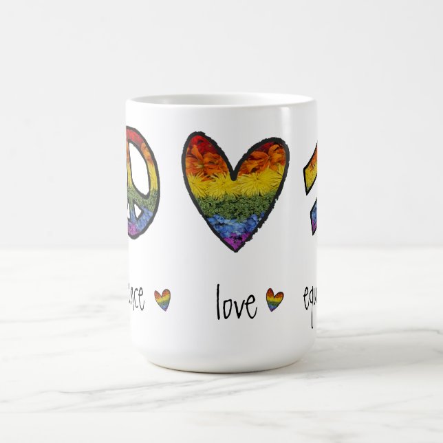 Caneca De Café Paz Amor Igualdade Orgulho Café Floral Mug (Centro)