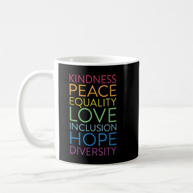 Caneca De Café Paz Amor Inclusão Igualdade Diversidade Direitos H (Esquerda)