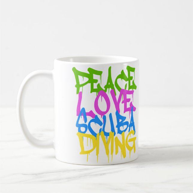 Caneca De Café Paz Amor Mergulho (Esquerda)
