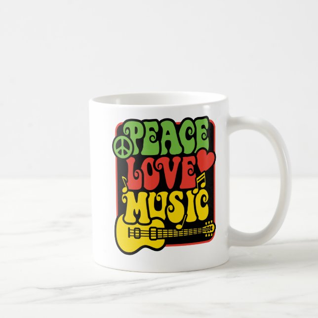 Caneca De Café Paz-Amor-Música de Rasta (Direita)