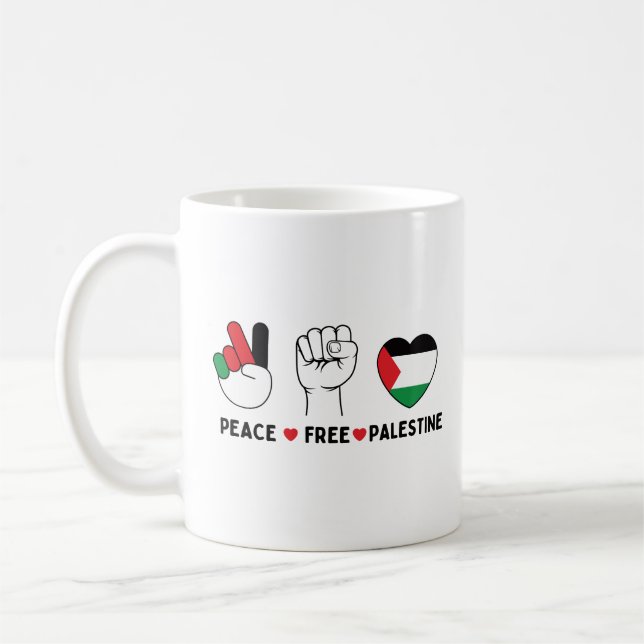 Caneca De Café paz amor palestina - liberdade para palestinos (Esquerda)