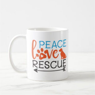 Caneca De Café Paz Amor Resgate Cães