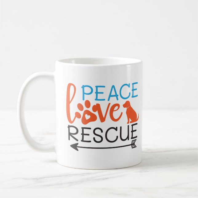 Caneca De Café Paz Amor Resgate Cães (Esquerda)