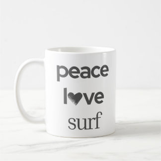 Caneca De Café Paz Amor Surfe | Casa de Praia do Surfista Costeir
