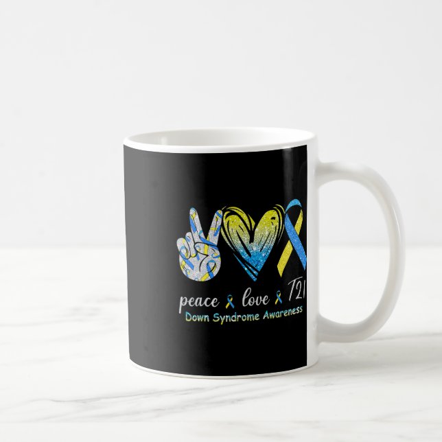 Caneca De Café Paz Amor T21 Conscientização da Síndrome de Down A (Direita)