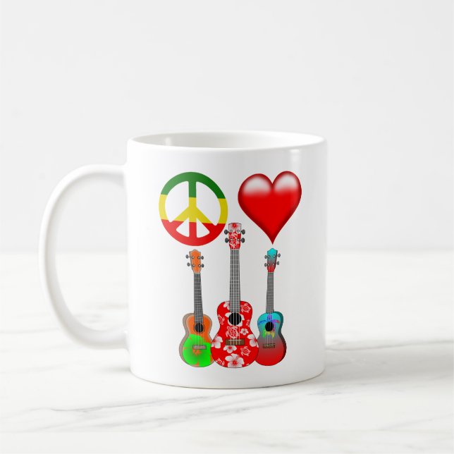 Caneca De Café Paz Amor Ukuleles (Esquerda)