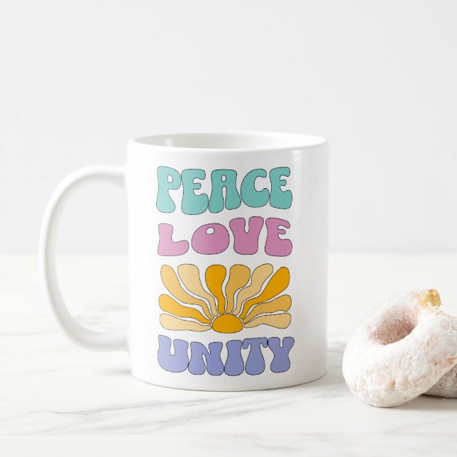 Caneca De Café Paz Amor Unidade (Com Donut)