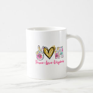 Caneca De Café Paz Amor Virgínia Floral Vintage Orgulho Virgínia