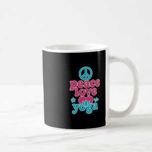 Caneca De Café Paz Amor Yoga Retro Coração de Lótus Arte Gráfica