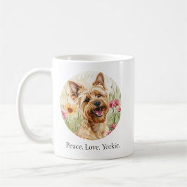 Caneca De Café Paz. Amor. Yorkie. Canino