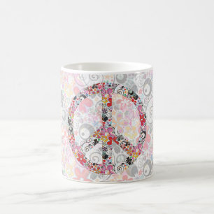 Caneca De Café Paz de flower power mim luz de   FlowerPower