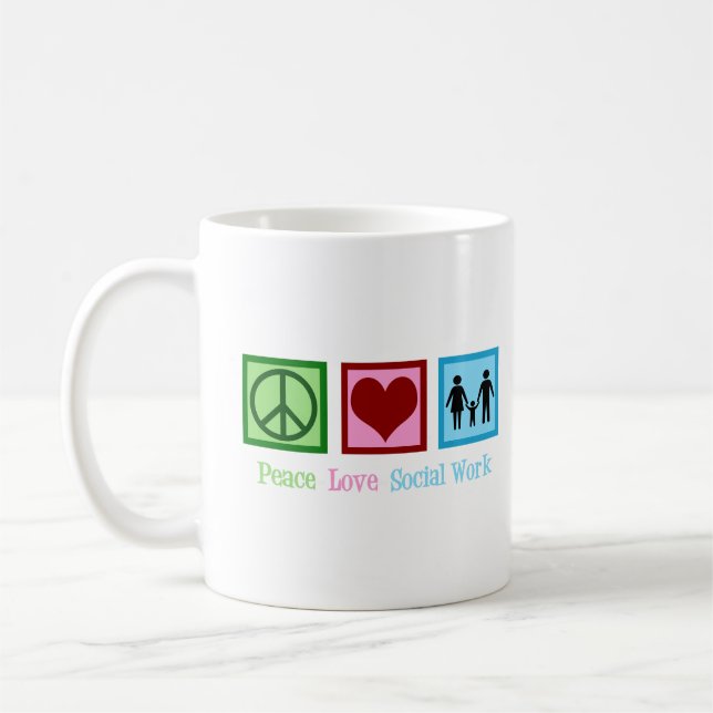 Caneca De Café Paz e Amor Trabalho Social (Esquerda)