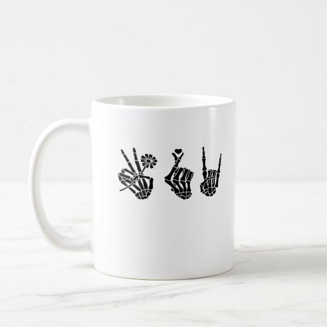 Caneca De Café Paz E Esqueleto Roll Manipulam Clássicos (Esquerda)