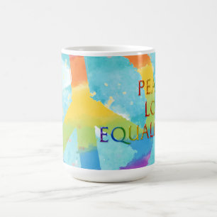 Caneca De Café Paz e Igualdade com o Rainbow Peace Symbol