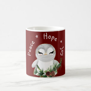 Caneca De Café Paz Esperança Joy Mascarado Pinguim