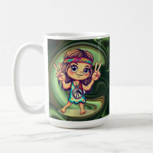 Caneca De Café Paz Hippie