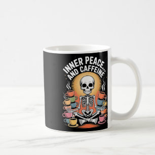 Caneca De Café Paz Interior E Cafeína Desenho de Yoga com Esquele