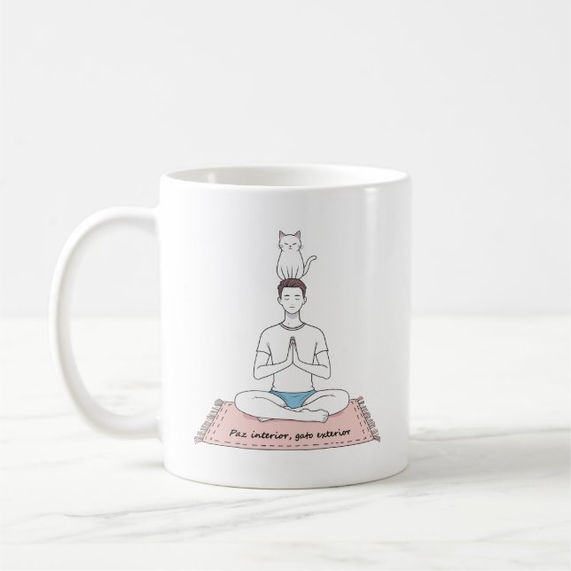 Caneca De Café Paz Interior, Gato Exterior (Esquerda)