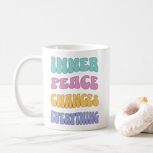Caneca De Café Paz Interior Muda Tudo (Com Donut)