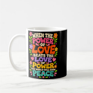 Caneca De Café Paz Mundial Poder do Amor Groovy Retrô Hippie