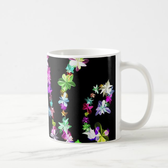 Caneca De Café "PAZ" na Impressão de Arte das Flores (Direita)