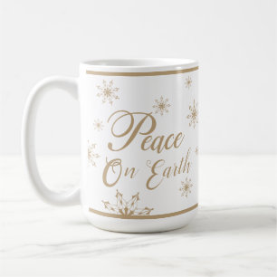 Caneca De Café Paz na Terra Estrelas Douradas Natal