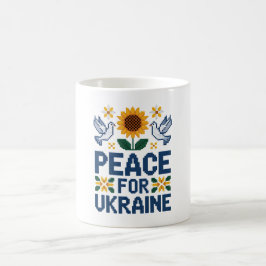 Caneca De Café Paz para a Arte Folclórica de Pixel na Ucrânia
