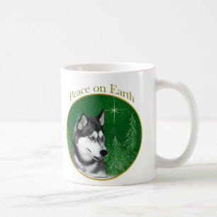 Caneca De Café Paz Siberian Husky (preto)