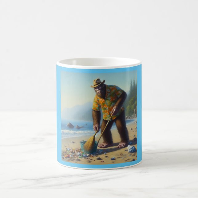 Caneca De Café Pé Grande Limpando a Praia (Centro)