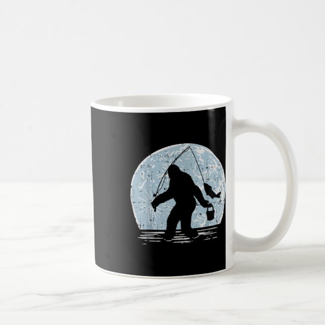 Caneca De Café Pé Grande Sasquatch Pesca Lua Humorístico Presente (Direita)