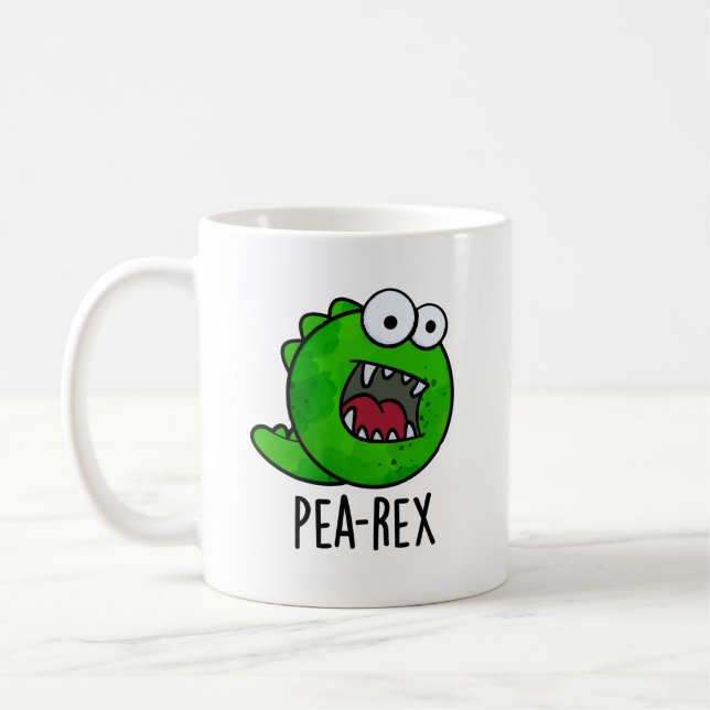 Caneca De Café Pea Rex Funny Dinosaur Veggie TRex Pun (Esquerda)