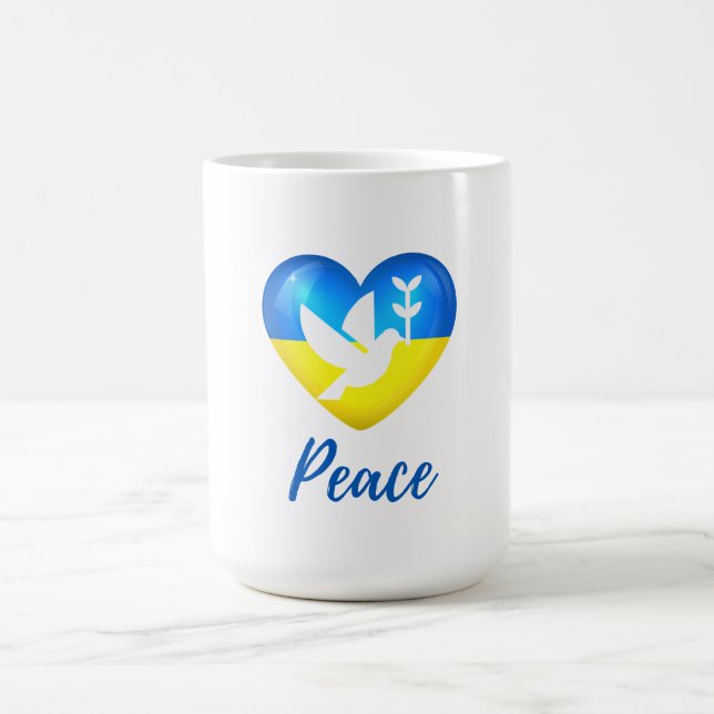 Caneca De Café Peace Dove Ucrânia Flag Heart (Centro)