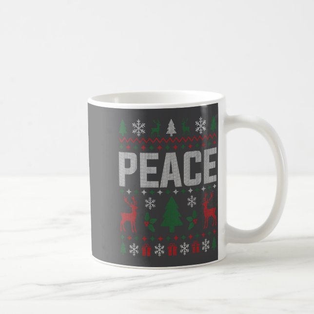 Caneca De Café Peace I Come In Peace Couple Matching Ugly Christm (Direita)