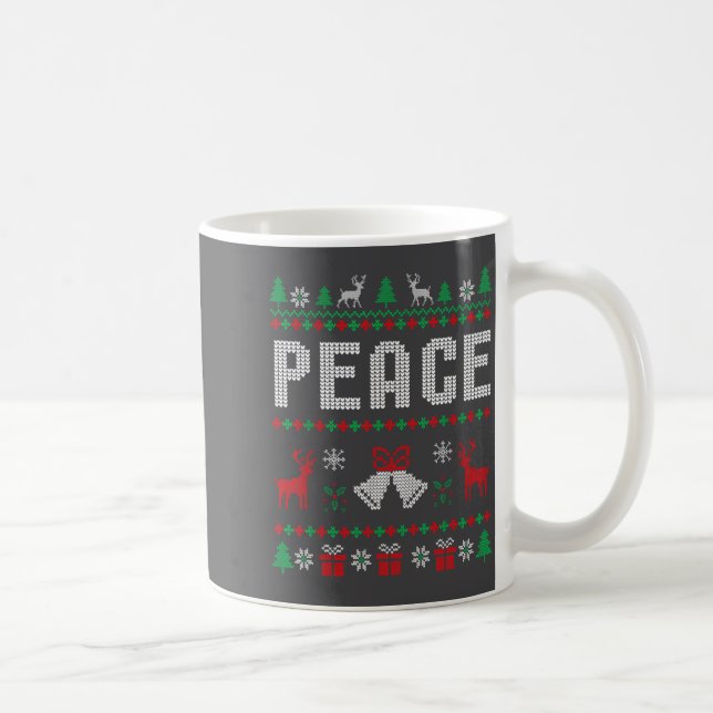 Caneca De Café Peace I Come In Peace Couple Matching Ugly Christm (Direita)