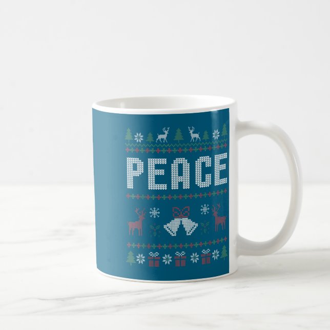 Caneca De Café Peace I Come In Peace Couple Matching Ugly Christm (Direita)