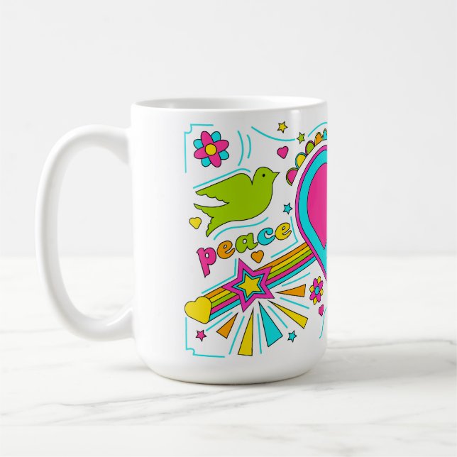 Caneca De Café Peace & Love 70s Mug Grafite (Esquerda)