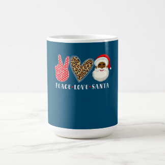 Caneca De Café Peace Love African American Papai Noel Natal