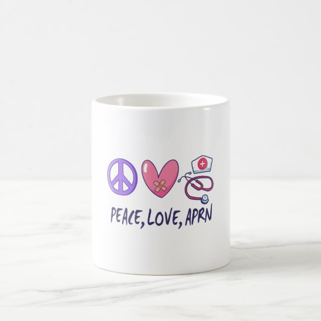 Caneca De Café Peace Love APRN (Centro)