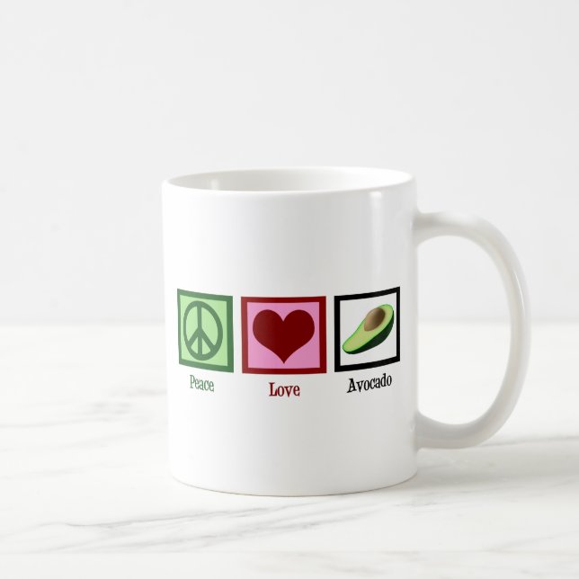 Caneca De Café Peace Love Avocado Double-Sided (Direita)