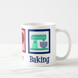 Caneca De Café Peace Love Baking Cute Bakery Teal Stand Mixer