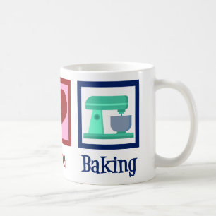 Caneca De Café Peace Love Baking Cute Bakery Teal Stand Mixer