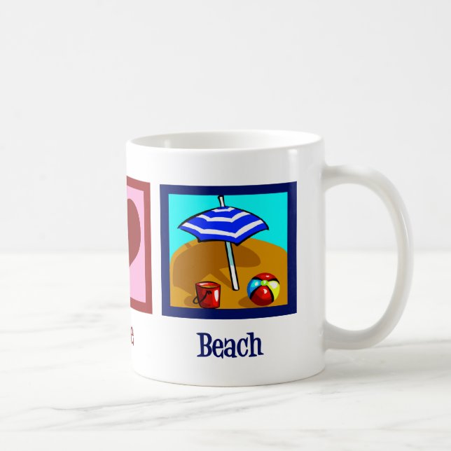 Caneca De Café Peace Love Beach (Direita)