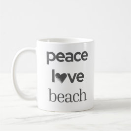Caneca De Café Peace Love Beach Graphic | Coastal Nautical Life