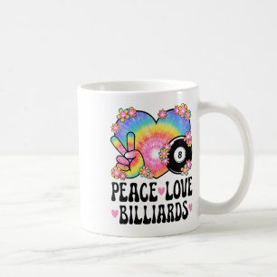 Caneca De Café Peace Love Billiards Lover 60s 70s Hippie Outfit B
